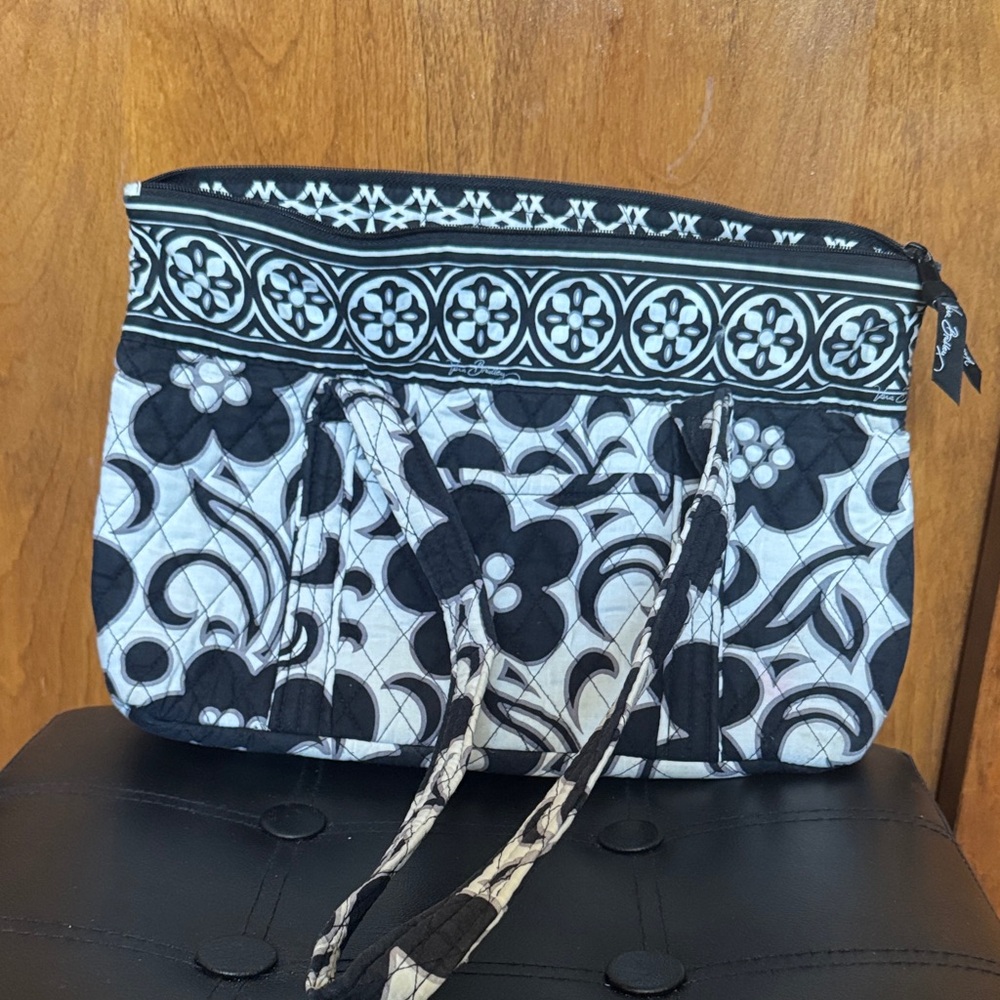 Vera Bradley Black and White Floral Tote Shoulder Bag